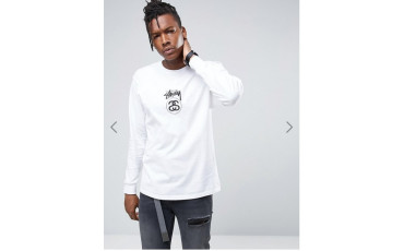 Stussy Long Sleeve T-Shirt With Link Logo- White